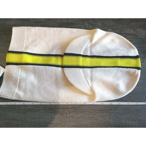 Halfdays x Matek Mot Mot Balaclava Oatmilk Yellow Black Stripe Knit Face Hat - Picture 7 of 8